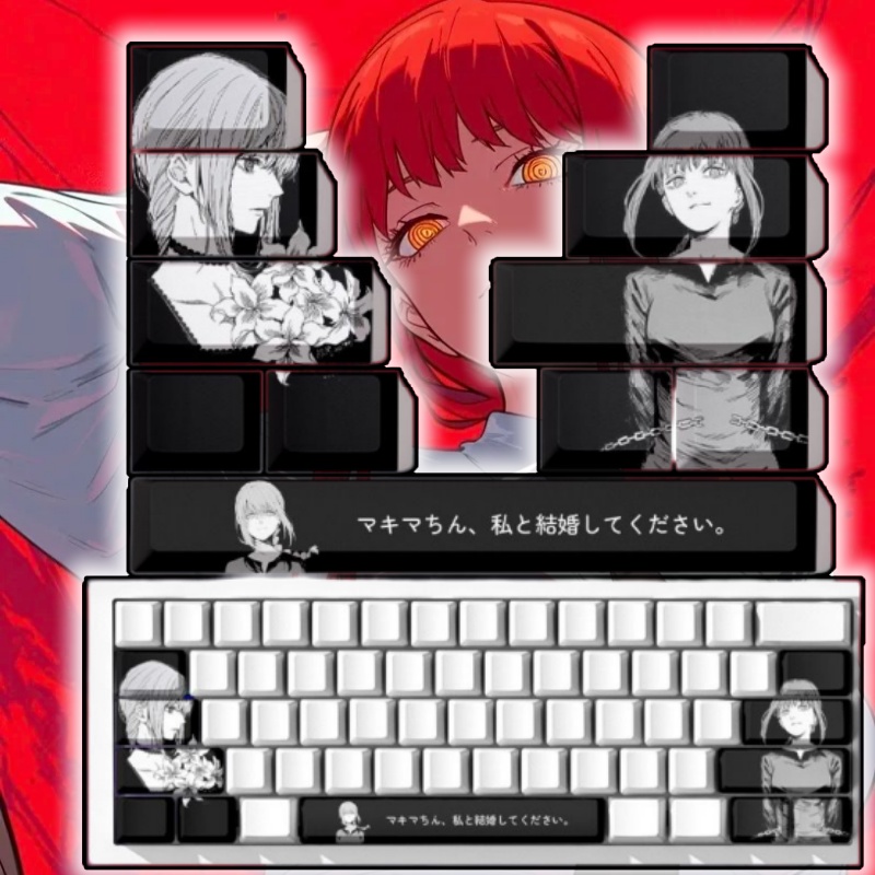 Tech Gaming Accessories - チェーンソーマンマキマテーマアニメキーキャップメカニカルキーボード PBT カスタムキーキャップ PC ゲーミングキーボードアクセサリーギフトコレクション