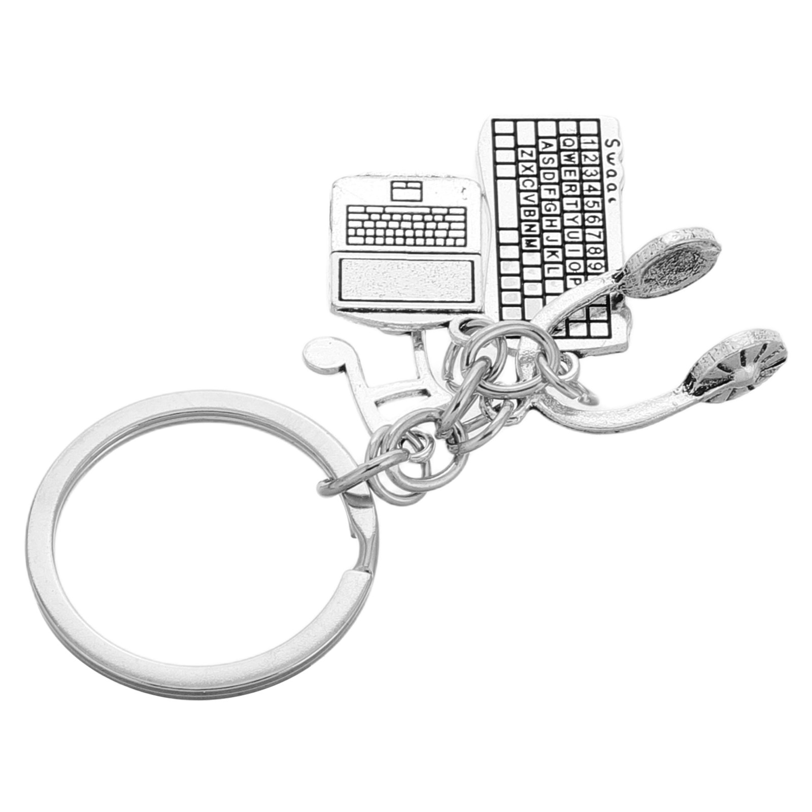 Tech Keychain Accessories - 金属製のエンジニアキーホルダー。キーボード、マウス、ヘッドセット、コンピューター関連の機能的なアクセサリー。テクノロジー好きへの卒業祝いに最適。