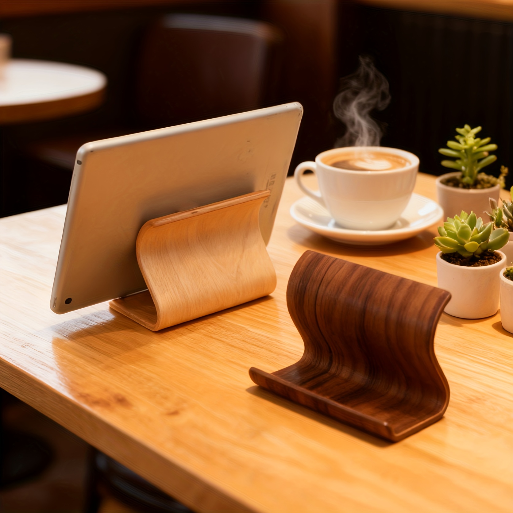 Laptop Stand Bamboo - 【新しい木製スマホスタンド】新しい木製携帯電話スタンド | iPadタブレット用クリエイティブなレイジーホルダー、ユニバーサルモバイルスタンド