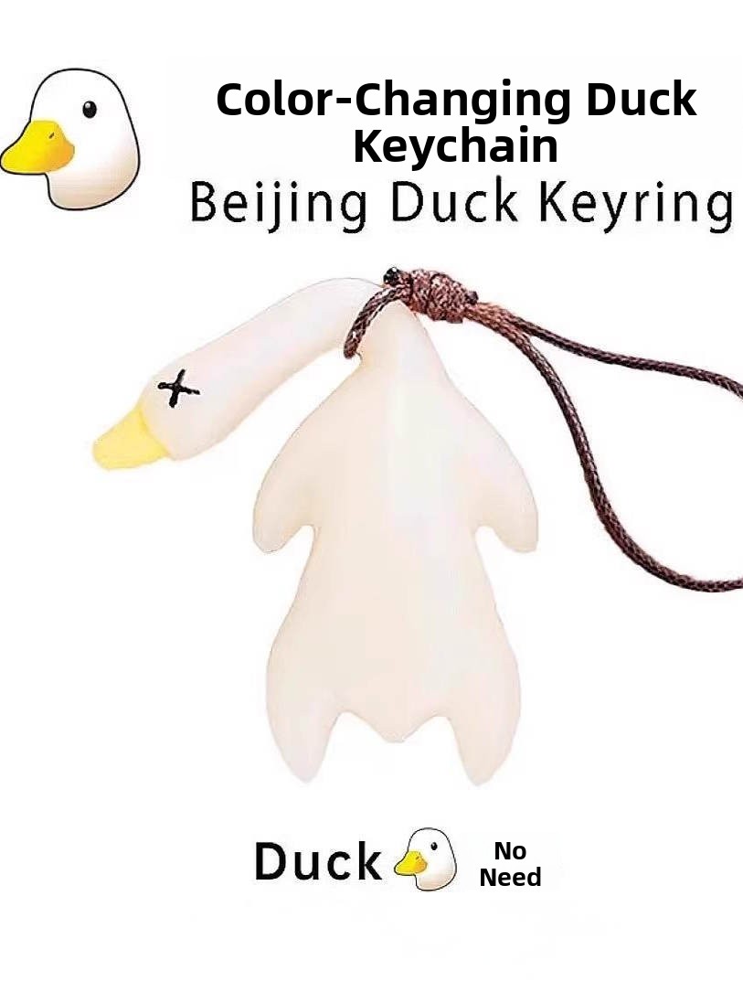 Tech Keychain Accessories - ブラックテックUV反応ローストダックキーホルダー、色が変わるペンダント、楽しいいたずら、焦げたアヒルのバッグアクセサリー、ファッショナブルでクリエイティブ