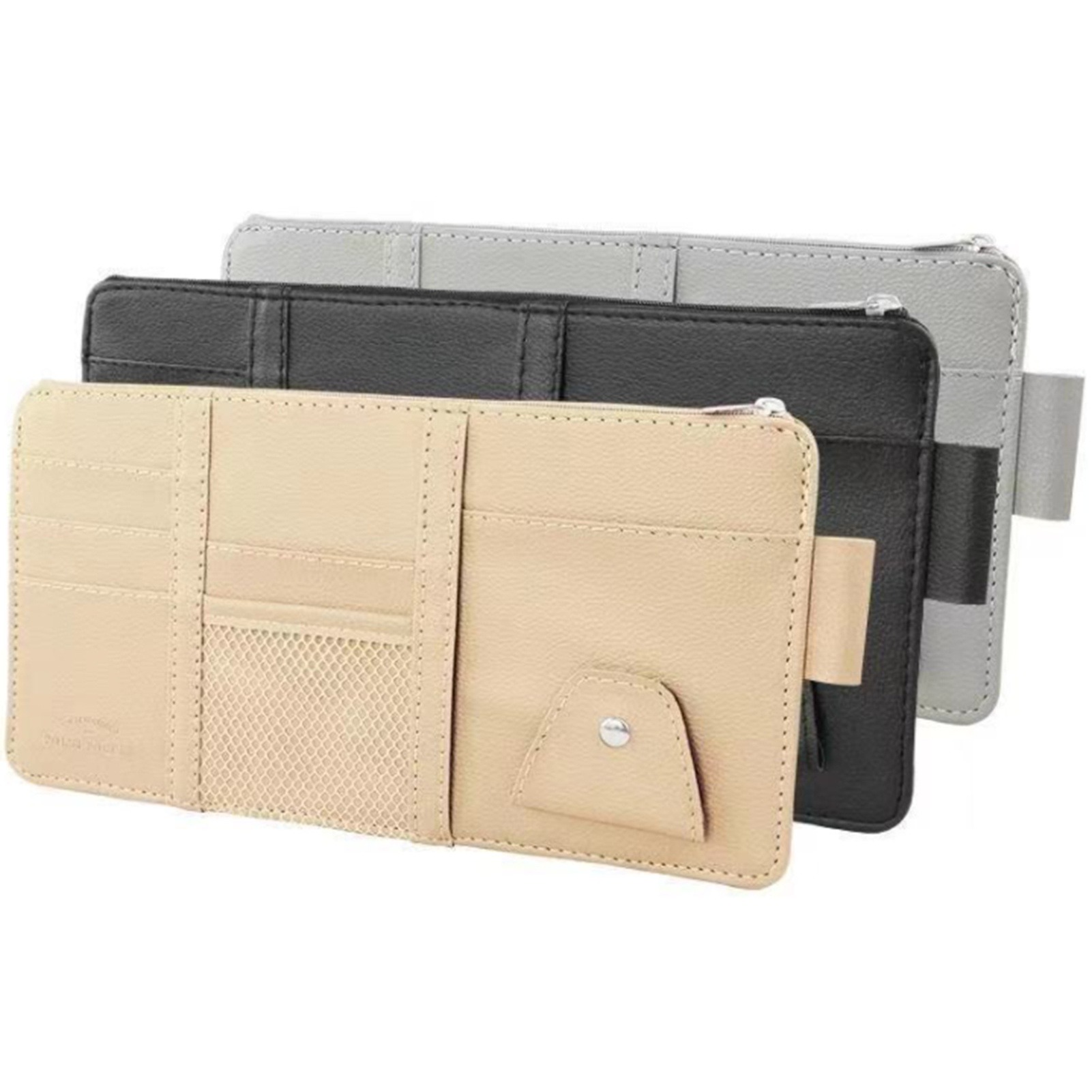 Tech Accessories Bag - 車用サンバイザーオーガナイザー、車内アクセサリー収納ポケット、トラックオーガナイザーポーチホルダー、カード・運転免許証用ティッシュケースバッグ