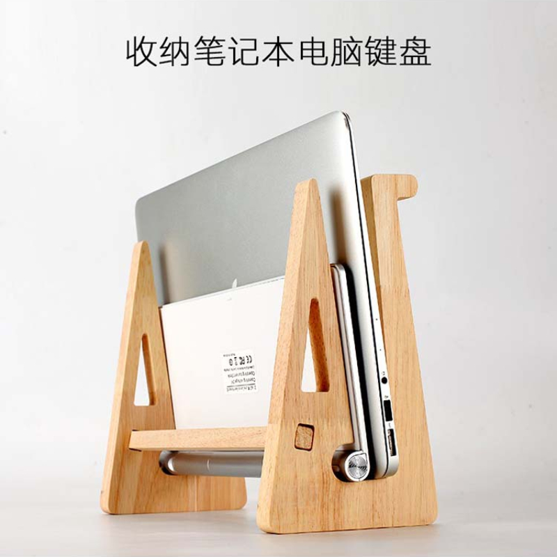 Laptop Stand Bamboo - パーソナライズされた無垢材のラップトップスタンド,デスクトップの高さを上げるためのサポート,吊り下げられた木製ベース,垂直ストレージ,熱放散ベース,ギフト