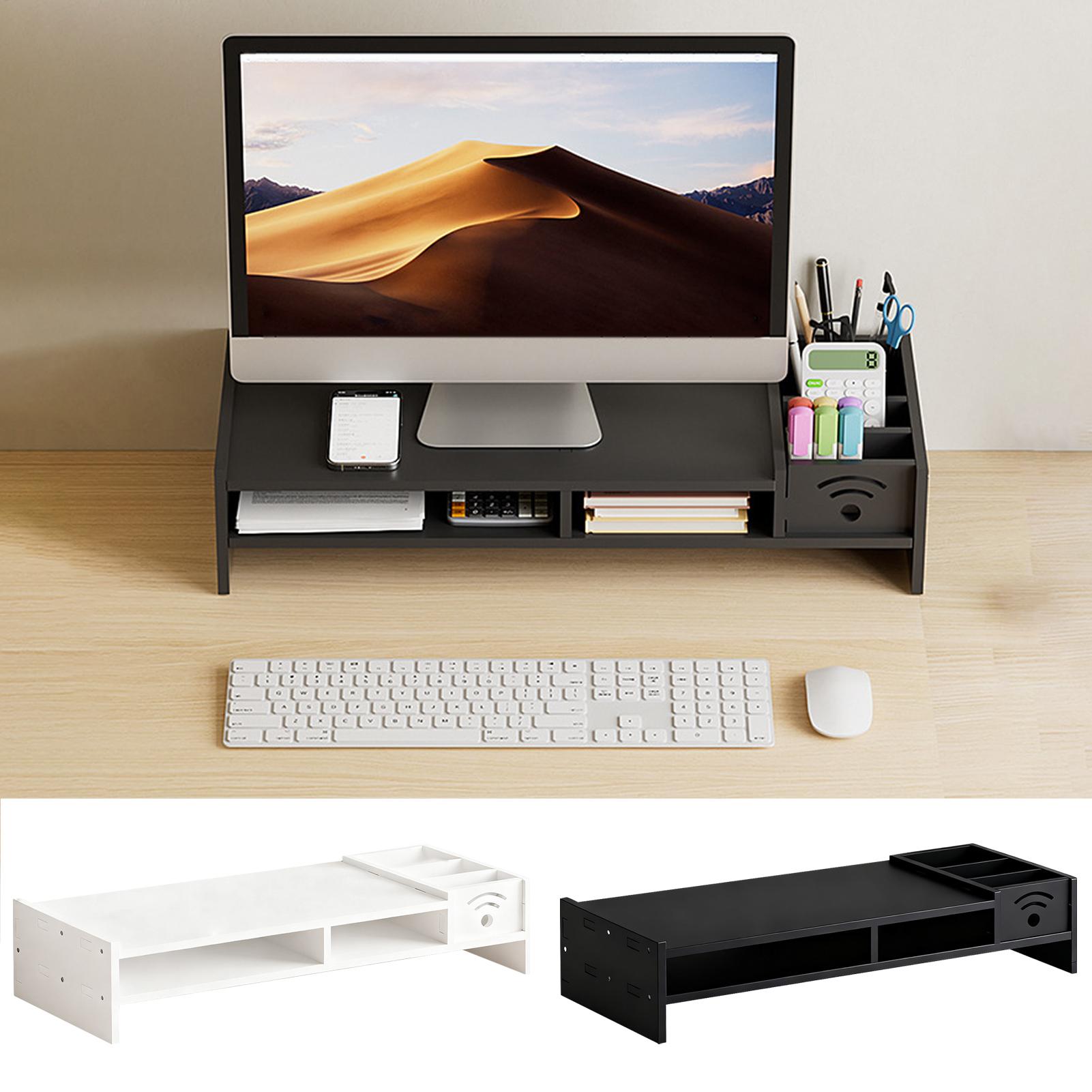 Laptop Stand Bamboo - デスク用モニタースタンド 2段デスクホルダー 高さ4.3インチ コンピューターモニターライザー 収納オーガナイザー付き 家庭用ラップトップPC