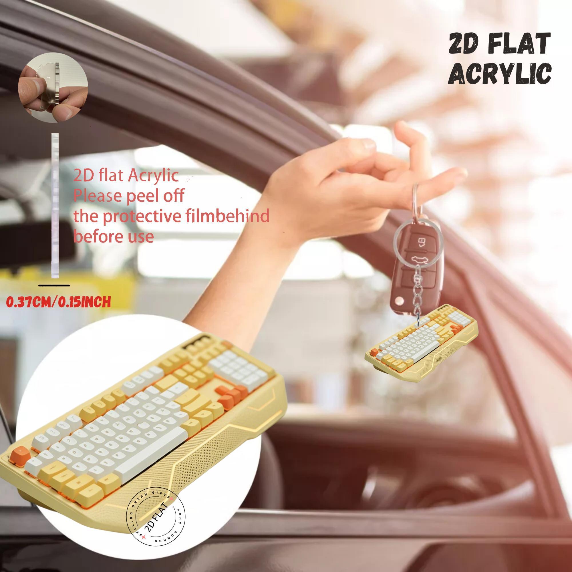 2Dキーボードアクリルキーチェーン、かわいいキーキャップチャ - Tech Keychain Accessories のレビューと価格