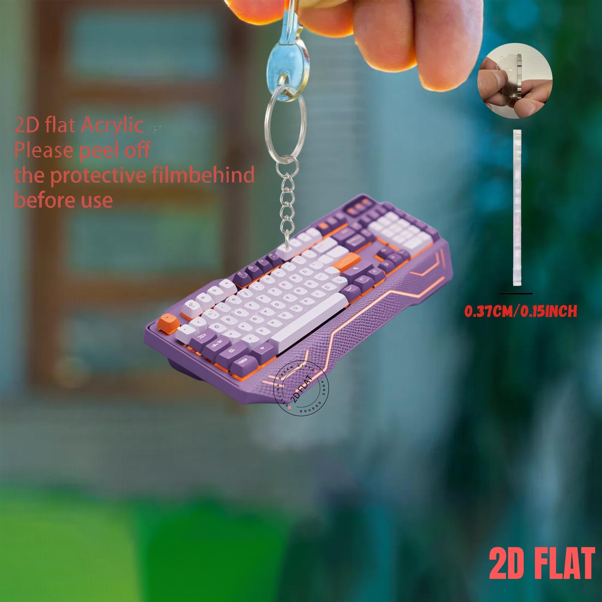 2Dキーボードアクリルキーチェーン、かわいいキーキャップチャ - Tech Keychain Accessories のレビューと価格
