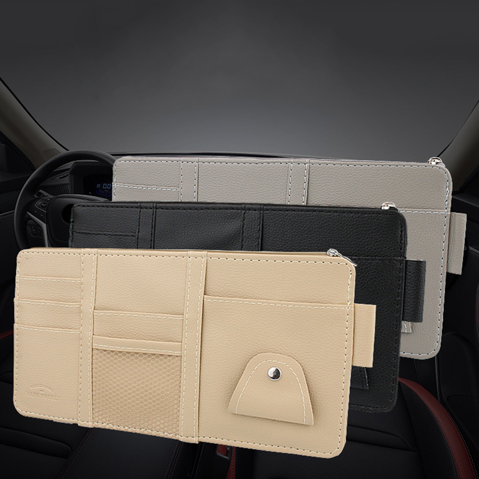 車用サンバイザーオーガナイザー、車内アクセサリー収納ポケット - Tech Accessories Bag のレビューと価格