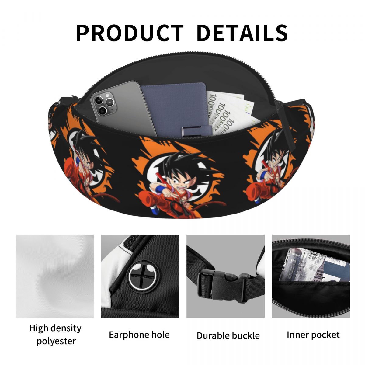 カスタム孫悟空Zファニーパック メンズ レディース アニメD - Tech Accessories Bag のレビューと価格