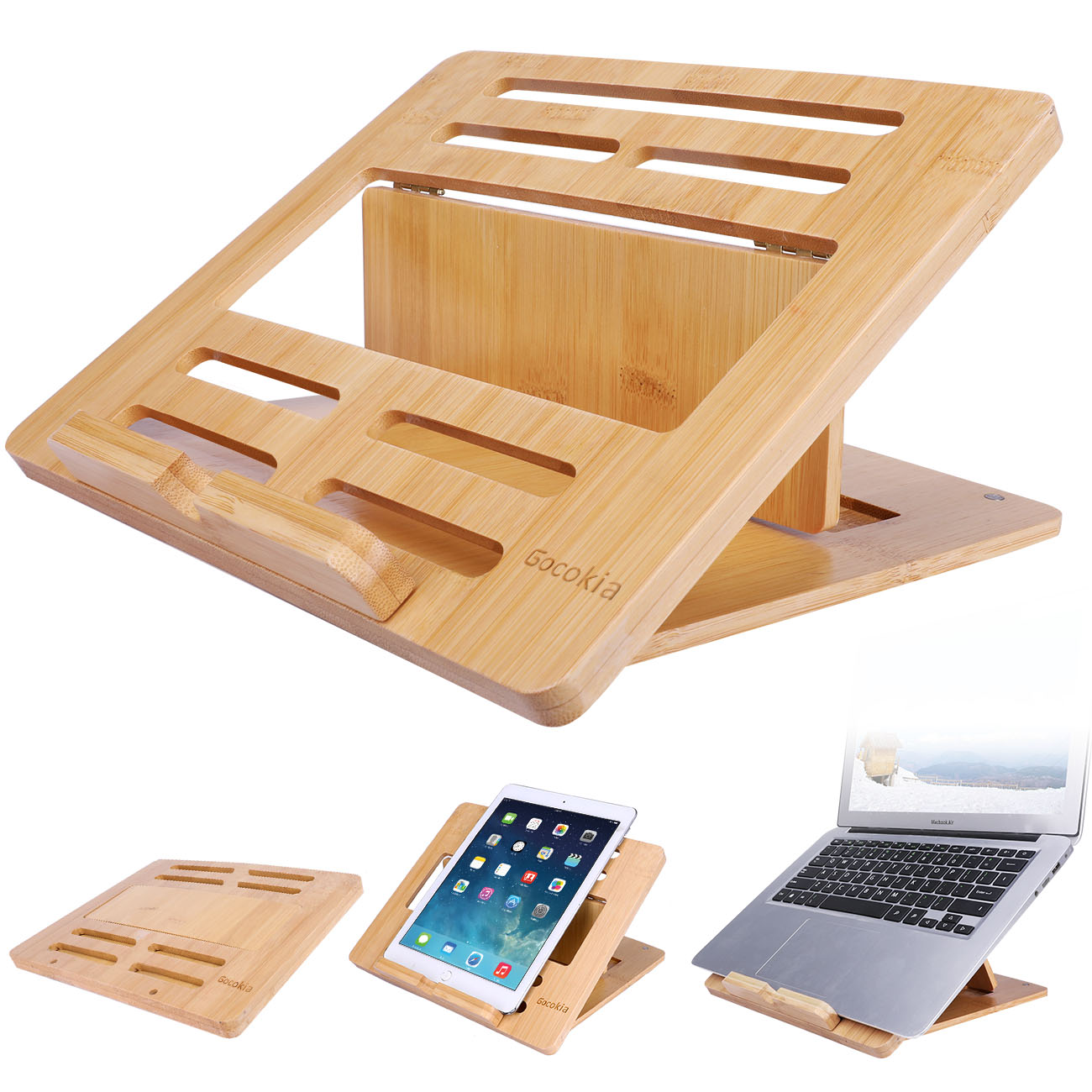 竹ノートブックスタンド,4つの角度で調整可能,ノートブックス - Laptop Stand Bamboo のレビューと価格